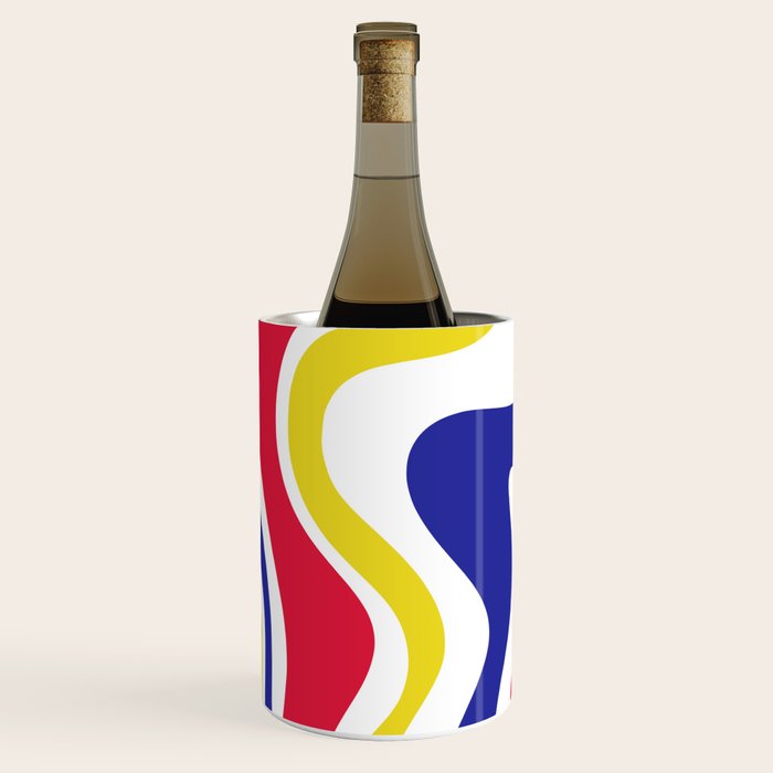Retro Liquid Swirl Abstract Pattern Blue Red Yellow White Wine Chiller Gallery Image 2