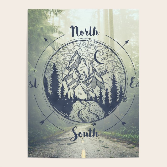 Compass Mountain Road Trip Poster Gallery Image 1
