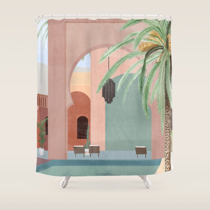 Moroccan Pool Shower Curtain Gallery Image 1