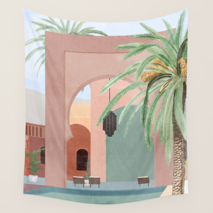 Moroccan Pool Wall Tapestry Gallery Image 1