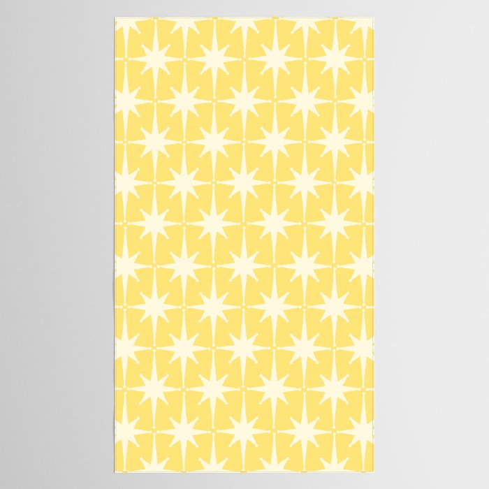 Midcentury Modern Atomic Starburst Pattern in Soft Yellow Tablecloth Gallery Image 2