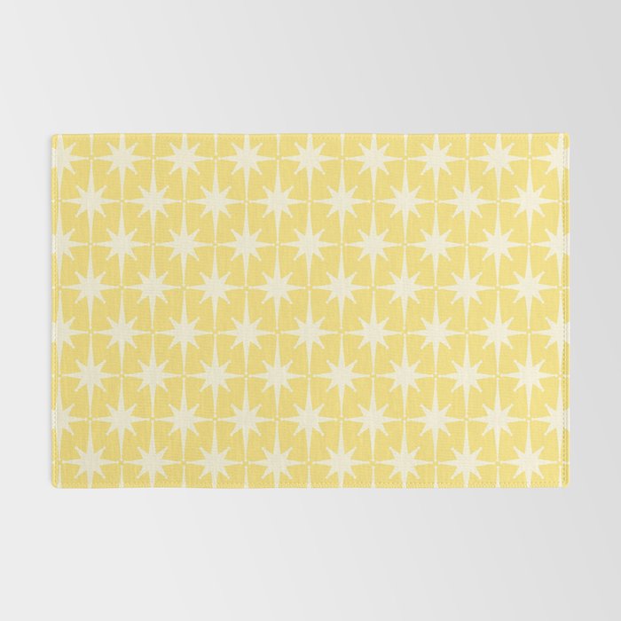 Midcentury Modern Atomic Starburst Pattern in Soft Yellow Rug Gallery Image 2