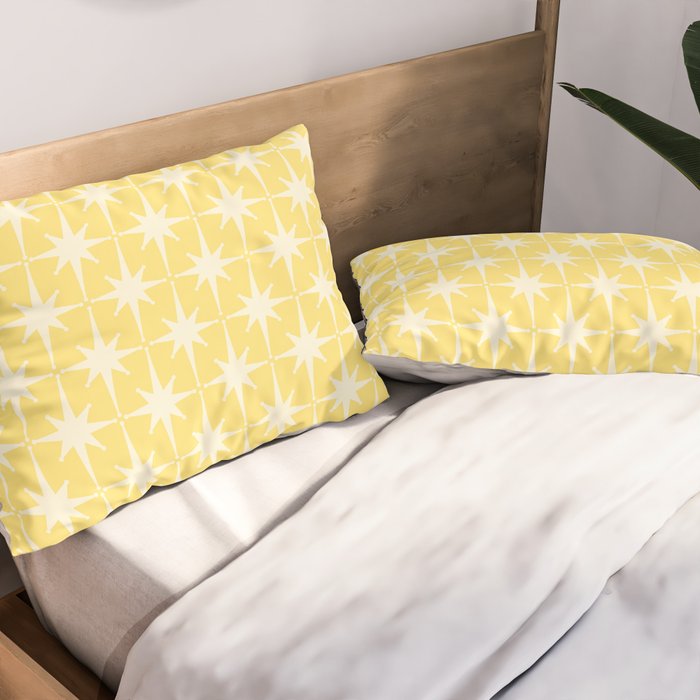 Midcentury Modern Atomic Starburst Pattern in Soft Yellow Pillow Sham Gallery Image 2