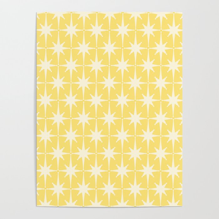 Midcentury Modern Atomic Starburst Pattern in Soft Yellow Poster Gallery Image 4