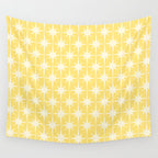 Midcentury Modern Atomic Starburst Pattern in Soft Yellow Wall Tapestry Gallery Image 4