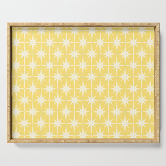 Midcentury Modern Atomic Starburst Pattern in Soft Yellow Serving Tray Gallery Image 1