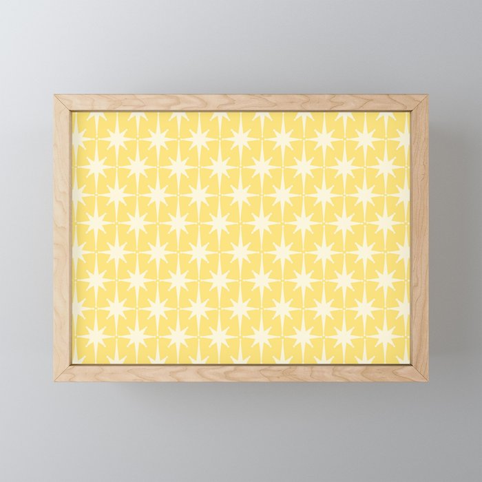Midcentury Modern Atomic Starburst Pattern in Soft Yellow Mini Art Print Gallery Image 1