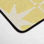 Midcentury Modern Atomic Starburst Pattern in Soft Yellow Desk Mat Gallery Image 4