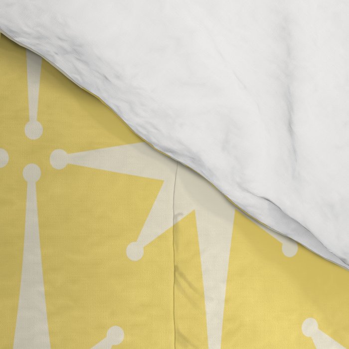Midcentury Modern Atomic Starburst Pattern in Soft Yellow Comforter Gallery Image 4