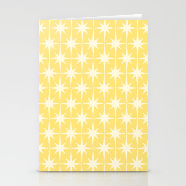 Midcentury Modern Atomic Starburst Pattern in Soft Yellow Stationery Card Gallery Image 2
