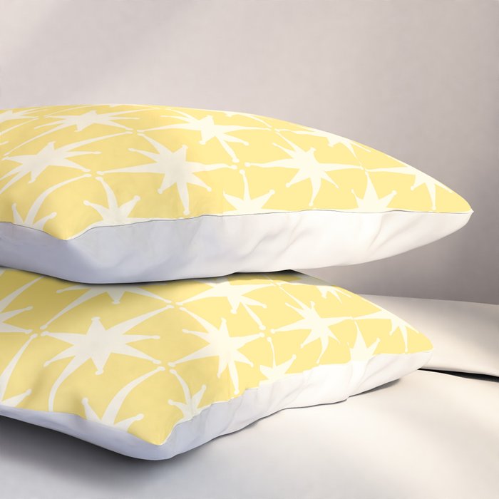 Midcentury Modern Atomic Starburst Pattern in Soft Yellow Pillow Sham Gallery Image 3