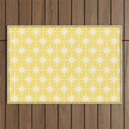Midcentury Modern Atomic Starburst Pattern in Soft Yellow Outdoor Rug Gallery Image 1