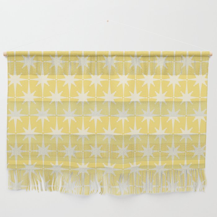 Midcentury Modern Atomic Starburst Pattern in Soft Yellow Wall Hanging Gallery Image 1