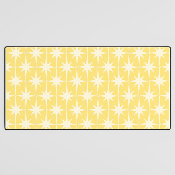 Midcentury Modern Atomic Starburst Pattern in Soft Yellow Desk Mat Gallery Image 3