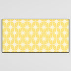 Midcentury Modern Atomic Starburst Pattern in Soft Yellow Desk Mat Gallery Image 3