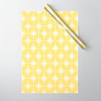 Midcentury Modern Atomic Starburst Pattern in Soft Yellow Wrapping Paper Gallery Image 1