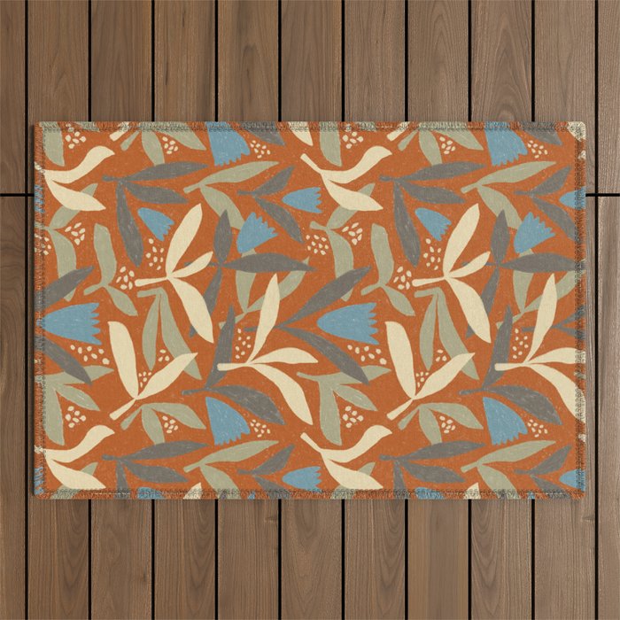 Hand Drawn Florals #1 Outdoor Rug Gallery Image 1