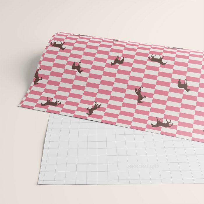 Pink Check Horses  Pattern Wrapping Paper Gallery Image 2
