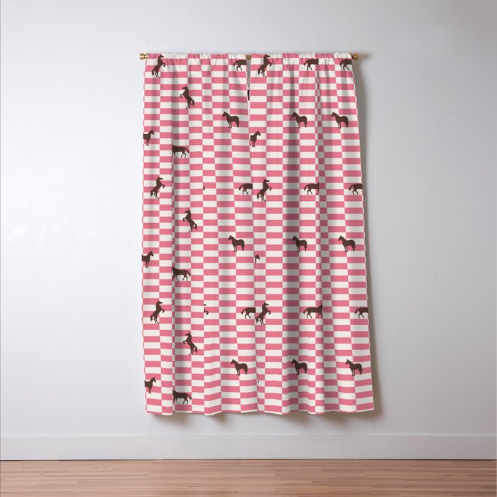 Pink Check Horses  Pattern Window Curtain Gallery Image 3
