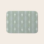 Wavy lines and tiny blooms - dusty mint sage green and cream stripes pattern Bath Mat Gallery Image 1