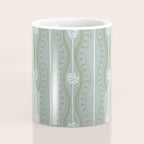 Wavy lines and tiny blooms - dusty mint sage green and cream stripes pattern Coffee Mug Gallery Image 4