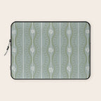 Wavy lines and tiny blooms - dusty mint sage green and cream stripes pattern Laptop Sleeve Gallery Image 1