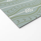 Wavy lines and tiny blooms - dusty mint sage green and cream stripes pattern Welcome Mat Gallery Image 2