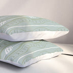 Wavy lines and tiny blooms - dusty mint sage green and cream stripes pattern Pillow Sham Gallery Image 3