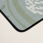 Wavy lines and tiny blooms - dusty mint sage green and cream stripes pattern Desk Mat Gallery Image 4