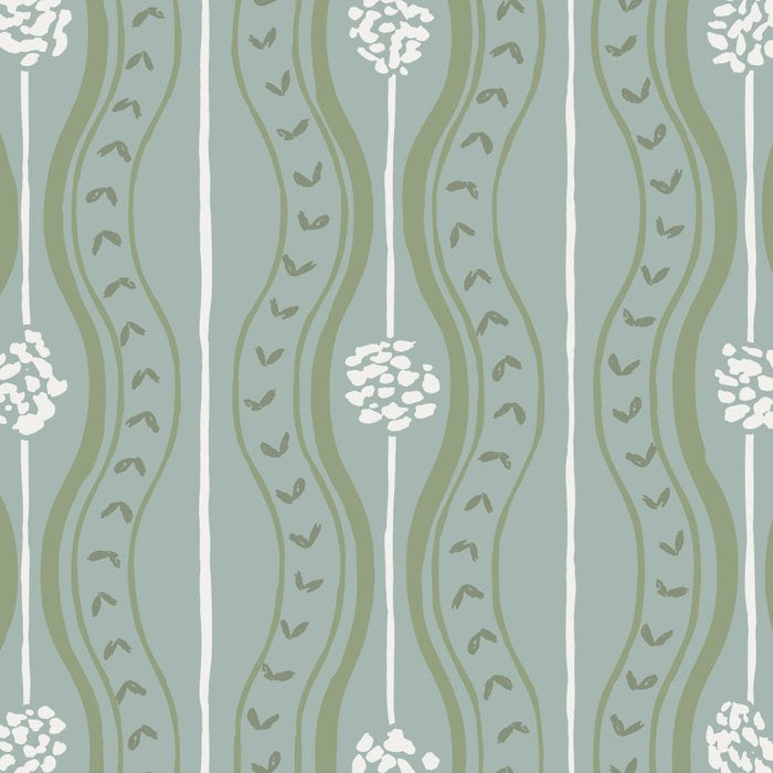 Wavy lines and tiny blooms - dusty mint sage green and cream stripes pattern Coffee Mug Gallery Image 2