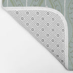 Wavy lines and tiny blooms - dusty mint sage green and cream stripes pattern Bath Mat Gallery Image 2