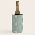 Wavy lines and tiny blooms - dusty mint sage green and cream stripes pattern Wine Chiller Gallery Image 3