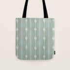 Wavy lines and tiny blooms - dusty mint sage green and cream stripes pattern Tote Bag Gallery Image 1