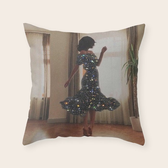 DANCE | happy | collage | dress | sparkle | woman | home | happiness | Weekend | glitter | shine |  Throw Pillow Gallery Image 1