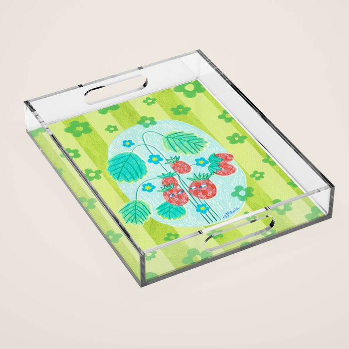 Sweet Strawberry Plant Friends in Lime & Pink Acrylic Tray Gallery Image 1