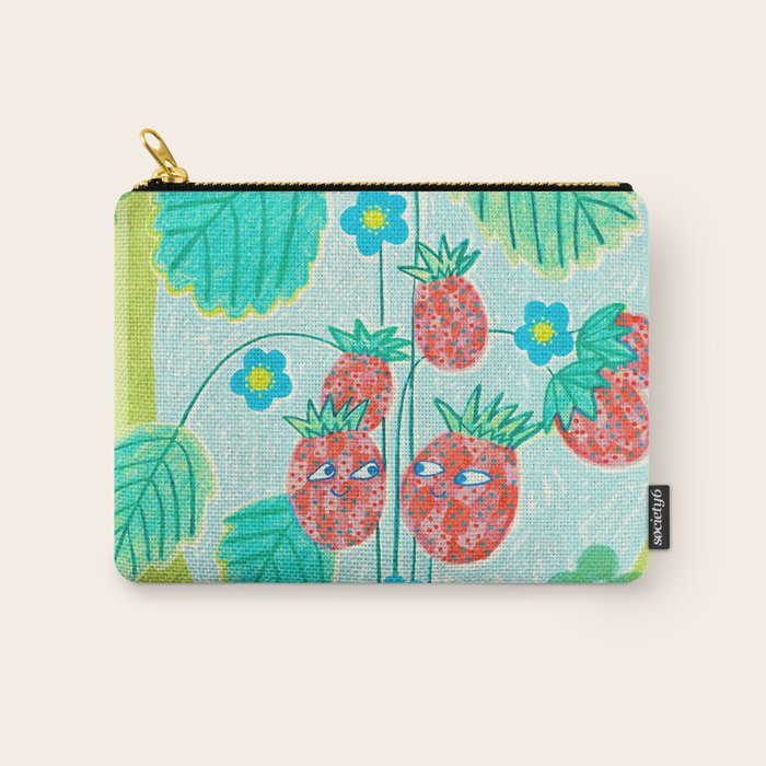Sweet Strawberry Plant Friends in Lime & Pink Carry All Pouch Gallery Image 1