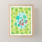 Sweet Strawberry Plant Friends in Lime & Pink Mini Art Print Gallery Image 1