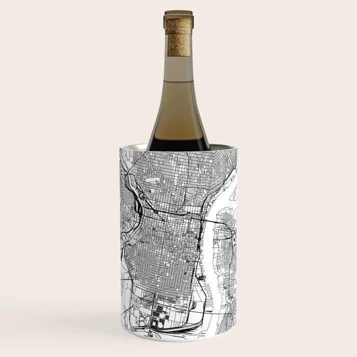 Philadelphia White Map Wine Chiller Gallery Image 1