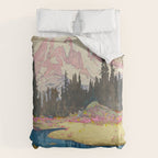 Mount Rainier Vintage Beautiful Japanese Woodblock Print Hiroshi Yoshida Duvet Cover Gallery Image 6