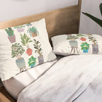 Art print of love for plants on a Ivory background Pillow Sham Gallery Image 2