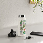 Art print of love for plants on a Ivory background Water Bottle Gallery Image 4