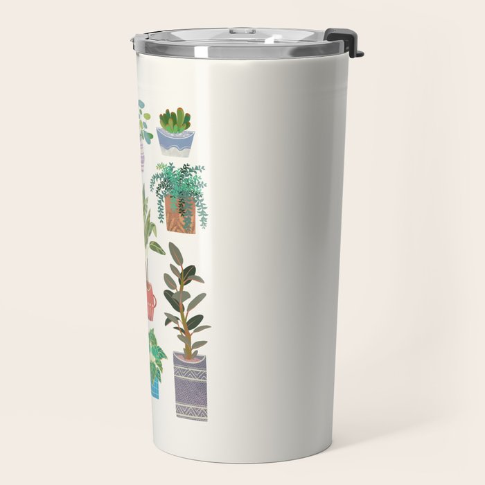 Art print of love for plants on a Ivory background Travel Mug Gallery Image 2