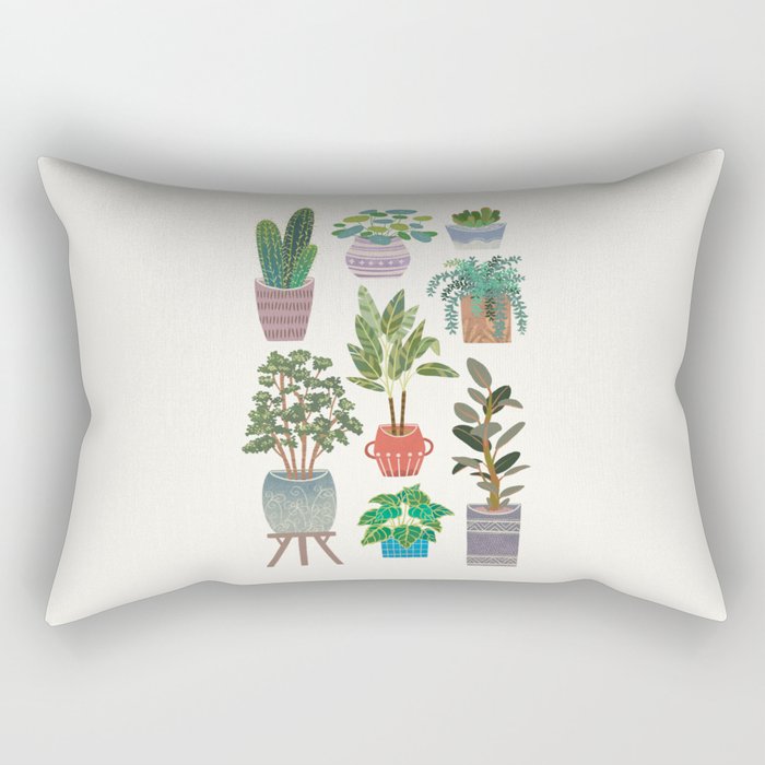 Art print of love for plants on a Ivory background Rectangular Pillow Gallery Image 2