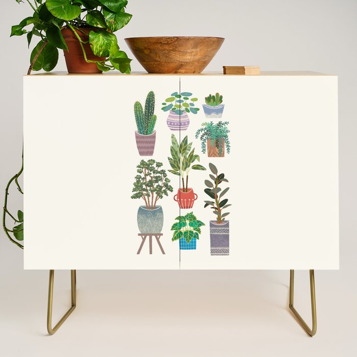 Art print of love for plants on a Ivory background Credenza Gallery Image 1