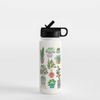 Art print of love for plants on a Ivory background Water Bottle Gallery Image 1