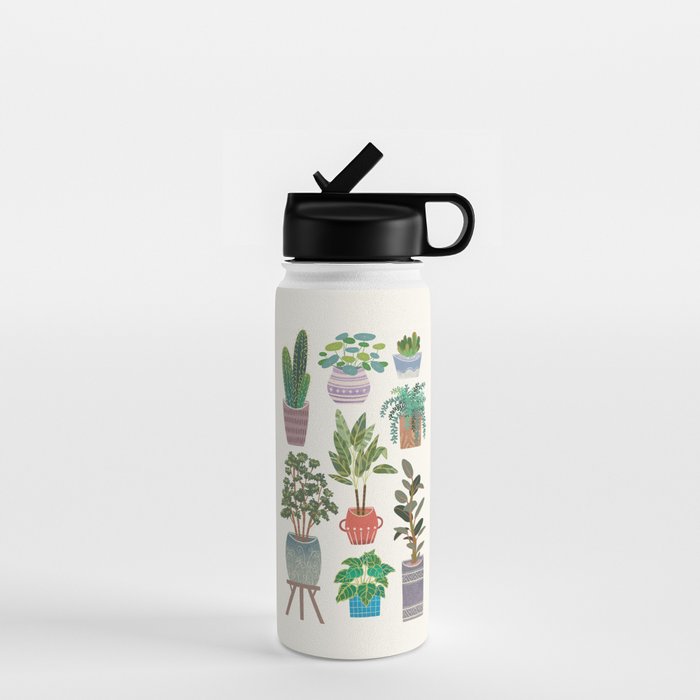 Art print of love for plants on a Ivory background Water Bottle Gallery Image 1