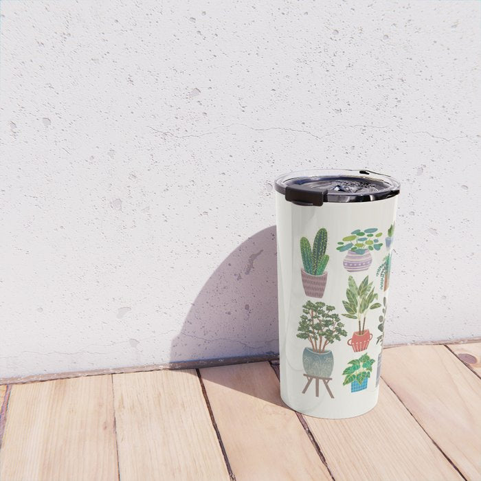 Art print of love for plants on a Ivory background Travel Mug Gallery Image 4