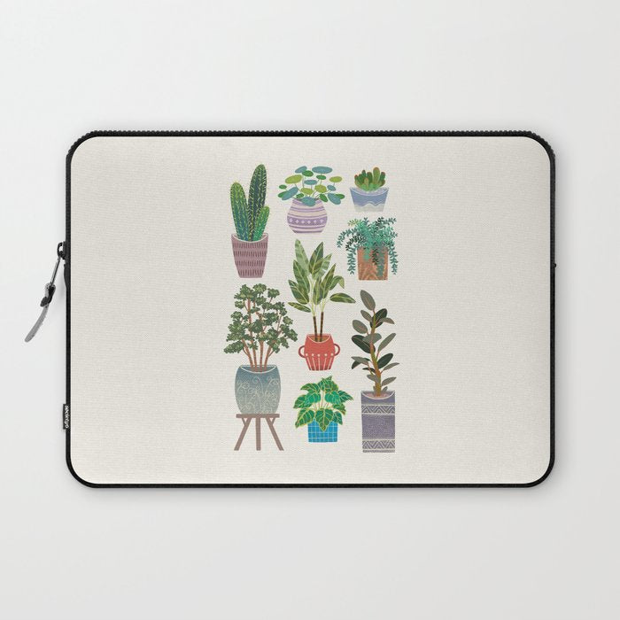 Art print of love for plants on a Ivory background Laptop Sleeve Gallery Image 1