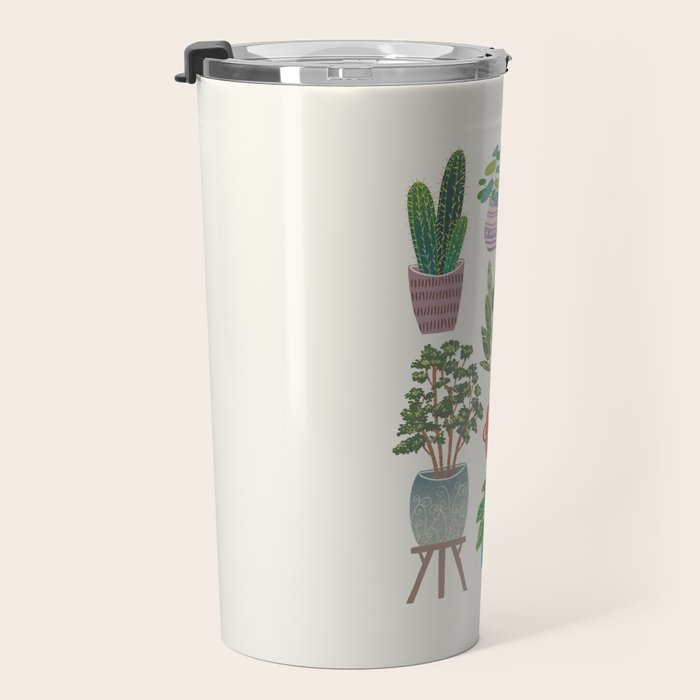 Art print of love for plants on a Ivory background Travel Mug Gallery Image 3