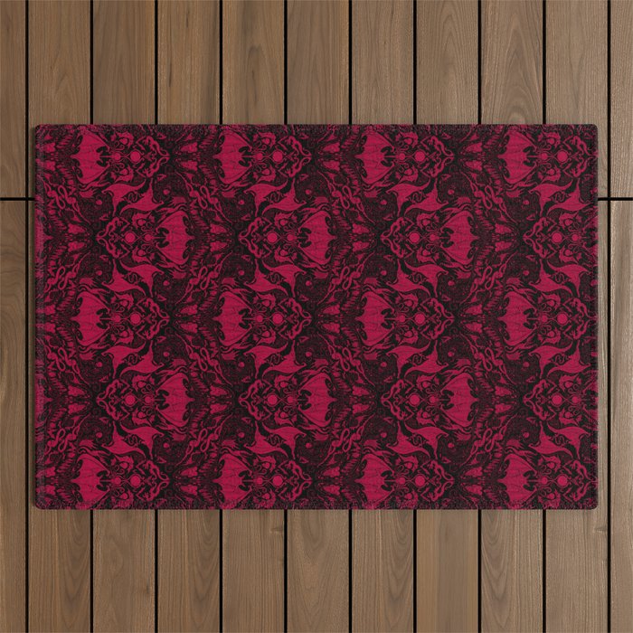 Bats and Beasts - Blood Red Outdoor Rug Gallery Image 1